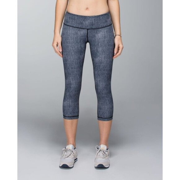 Lululemon Wunder Under Crop *Full-On Luxtreme 4 Burlap Texture Black Dune - Picture 6 of 8